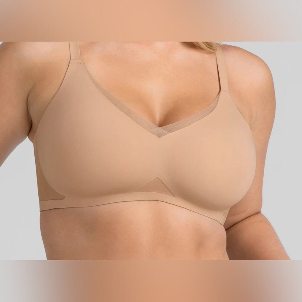 Honeylove LiftWear CrossOver Bra NWT Sand Nude 42C Wireless Support Shapewear